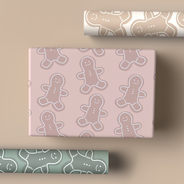 Süßes Pastel Grün, Rosa, Taupe Lebkuchen Geschenkpapier Set (Von Creator hochgeladen)