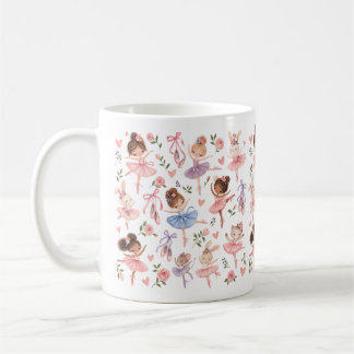 Süßes Pastell-Balletttanzmädel- & Blumengarten-Mus Kaffeetasse