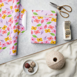 Süßes Pastell-Blumenmuster Soft Pink Weiblich Geschenkpapier
