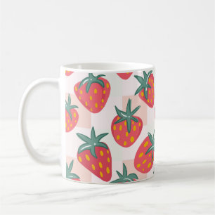 Süßes Pastell-Erdbeermuster – sanftes Gingham Kaffeetasse