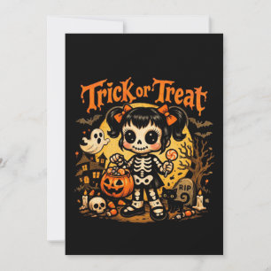 Süßes Pastell-Goth-Skelett-Mädchen-Halloween-Karte Feiertagskarte