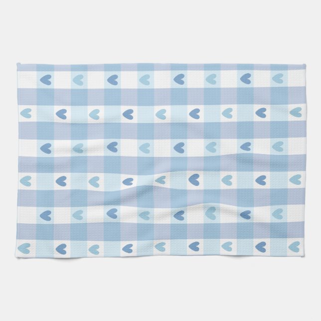 Süßes Pastell-Karomuster-Liebesdesign Geschirrtuch (Horizontal)
