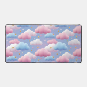 Süßes Pastell-Kawaii-Wolken-Himmel-Muster Schreibtischunterlage