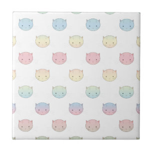 Süßes Pastell-Kitty-Katzengesicht-Muster Fliese