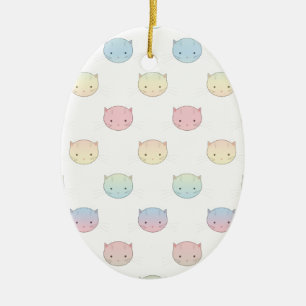 Süßes Pastell-Kitty-Katzengesicht-Muster Keramikornament