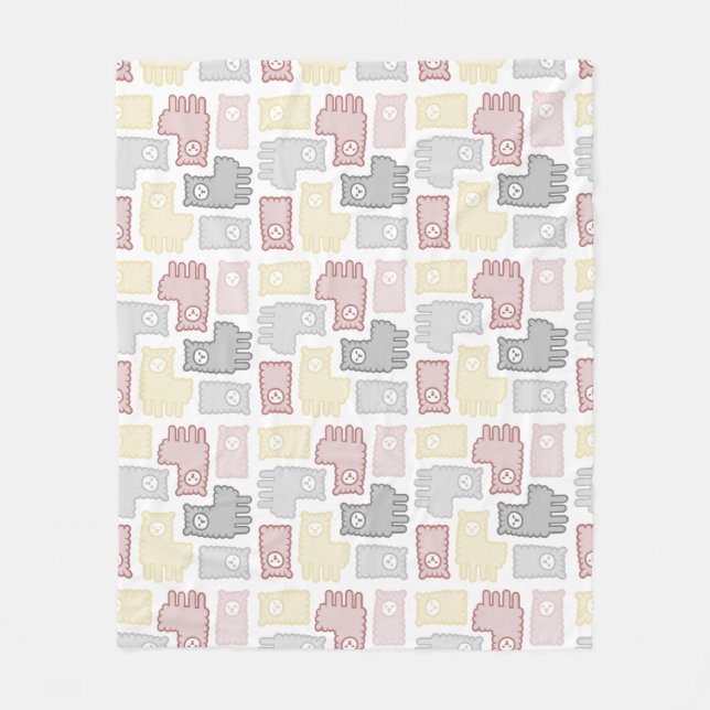 Süßes Pastell-Lama-Puzzle-Muster Fleecedecke (Vorderseite)