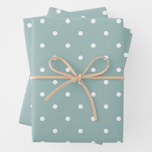 Süßes Pastell-Mintgrün mit weißen Tupfen  Geschenkpapier Set