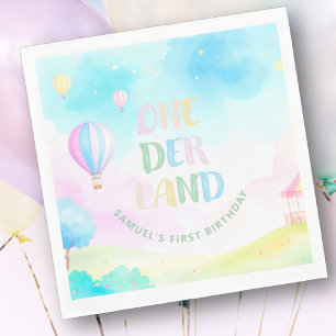 Süßes Pastell-Onederland-Aquarell zum 1. Geburtsta Serviette