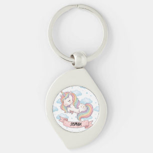 Süßes Pastell-Regenbogen-Einhorn-Wolken personalis Schlüsselanhänger
