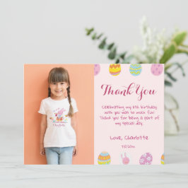 Süßes Pastell Rosa Eier Kindergeburtstag Foto Dankeskarte
