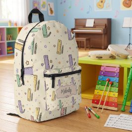 Süßes Pastell-Rückkehr-zur-Schule-Lineal-Muster Bedruckter Rucksack