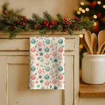 Süßes Pastell-Weihnachtsmuster mit Ornamenten und 