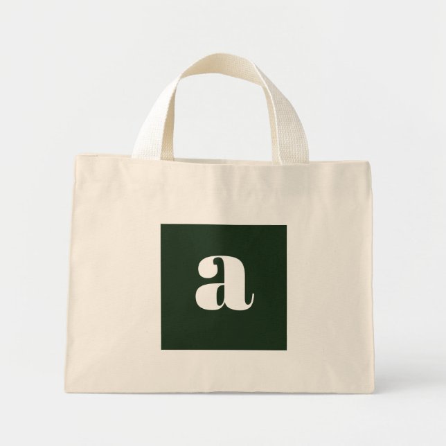 Süßes Pastell Weiß Grün Monogramm   Mini Stoffbeutel (Vorne)