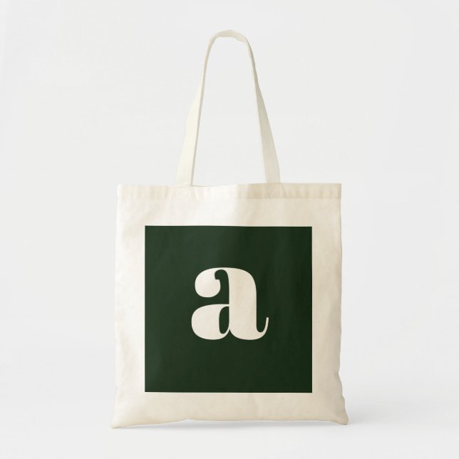 Süßes Pastell Weiß Grün Monogramm   Tragetasche (Vorne)