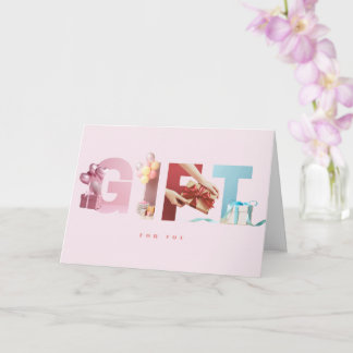 Süßes Pastellrosa GESCHENK Geburtstags-Foto-Typogr Karte