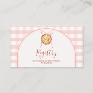 Süßes Pastellrosa Gingham-Baby-Begrüßungs-Registri Begleitkarte