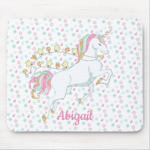 Süßes Pastellrosa Magisches Einhorn Sterne Mousepad