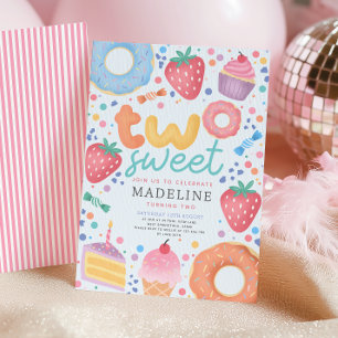 Süßes Pastellrosa zum 2. Geburtstag für Mädchen Einladung
