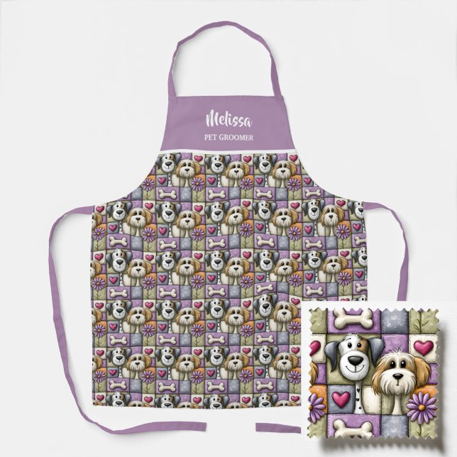 Süßes Patchwork-Hundemuster Haustierfriseur Schürze (Von Creator hochgeladen)