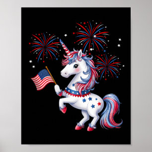 Süßes patriotisches Americorn-Einhorn-Feuerwerk-Mä Poster