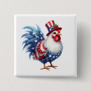 Süßes patriotisches Huhn mit amerikanischer Flagge Button