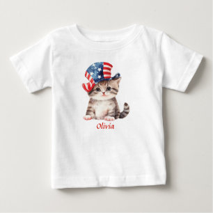 Süßes patriotisches Kätzchen 4. Juli Mädchen Baby T-shirt