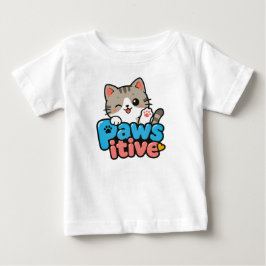 Süßes Pawsitive Kawaii Katzen-Cartoon-Baby-T-Shirt Baby T-shirt