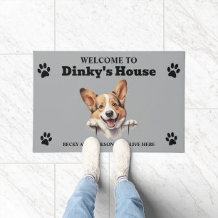Süßes Pembroke Welsh Corgi Hund Foto Fußmatte