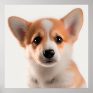 Süßes Pembroke Welsh Corgi Welpen-Hundeporträt (2) Poster