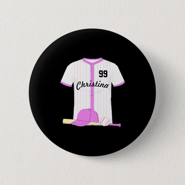 Süßes personalisiertes Baseball-Baby-T-Shirt  Button (Vorderseite)