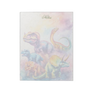 Süßes personalisiertes Dino-Notizbuch Notizblock