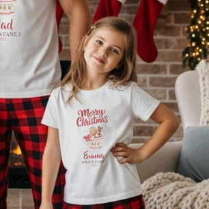 Süßes personalisiertes „Frohe Weihnachten“ Familie T-Shirt
