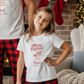 Süßes personalisiertes „Frohe Weihnachten“ Familie T-Shirt
