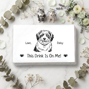 Süßes Personalisiertes Hunde-Hochzeits-Getränk-Tic Begleitkarte