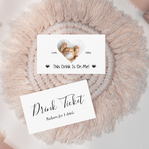 Süßes Personalisiertes Katzenfoto-Hochzeitsgetränk Begleitkarte