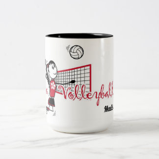 Süßes personalisiertes Volleyball-Mädchen Zweifarbige Tasse