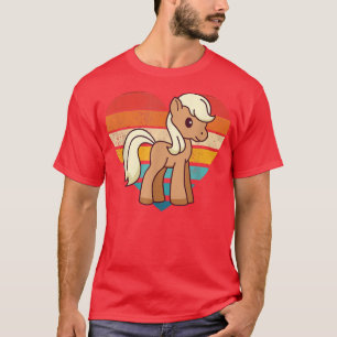 Süßes Pferd-Design Retro-Herzform Vintage T-Shirt