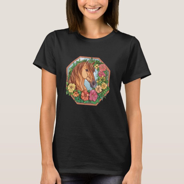 Süßes Pferd mit Blumen I Pferd T-Shirt (Vorderseite)