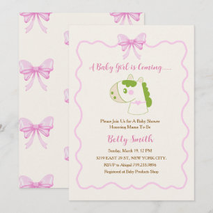 Süßes Pferd mit rosa Schleife personalisierte Mädc Einladung