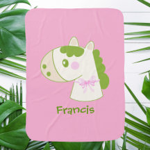 Süßes Pferd Personalisierte Pastell-Babydecke 