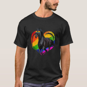 Süßes Pferd Regenbogen Herz Tier  Schwul Lesbisch  T-Shirt