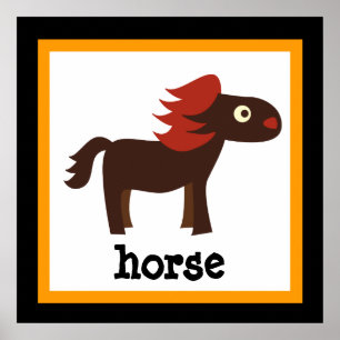 Süßes Pferd Safari Tiere Baby Kinder Poster
