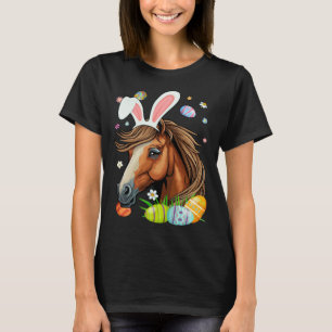 Süßes Pferdegesicht & Hasenohren Farbige Ostereier T-Shirt