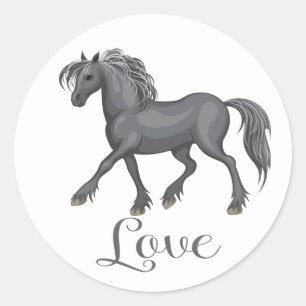 Süßes Pferdeliebe Reitsport Pferde Graues Pony Pon Runder Aufkleber
