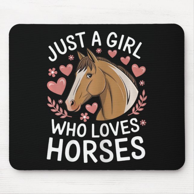 Süßes Pferdemädchen, einfach ein Mädchen, das Pfer Mousepad (Vorne)