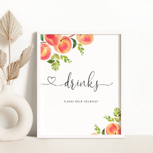 Süßes Pfirsichgetränke bedienen sich selbst Poster