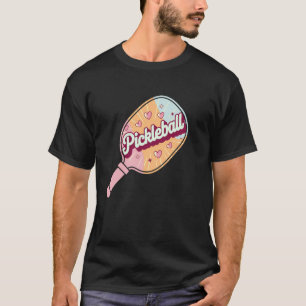 Süßes Pickleball-Paddel mit Herzen & Retro-Schrift T-Shirt