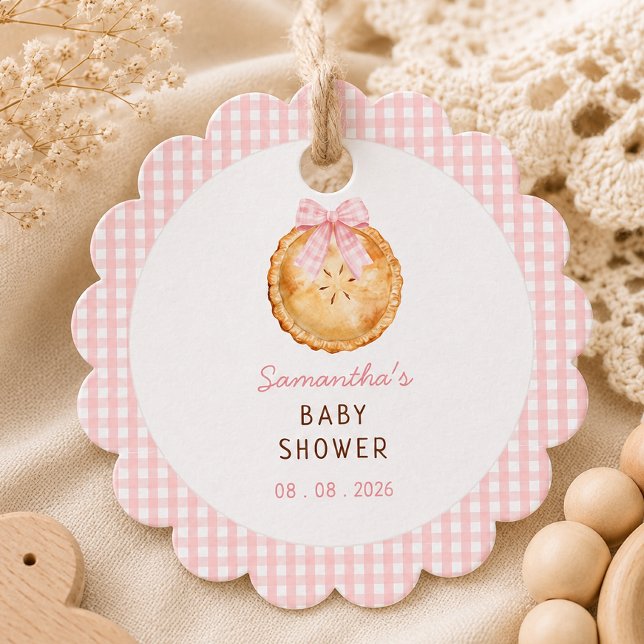 Süßes Pie Rosa Gingham Baby Shower  Geschenkanhänger (Von Creator hochgeladen)