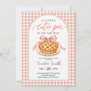 Süßes-Pie-Rosa-Gingham-Bogen-Baby-Party Einladung