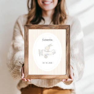 Süßes Pilot-Hasen-Kinderzimmer-Name-Datum-Plakat Poster